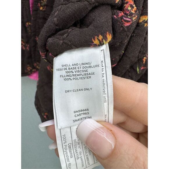 Something Navy Womens Brown Pink Reversible Cropped Quilted Jacket Size Small - Picture 11 of 11